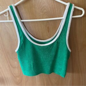 Green and White H&M Cropped Tank